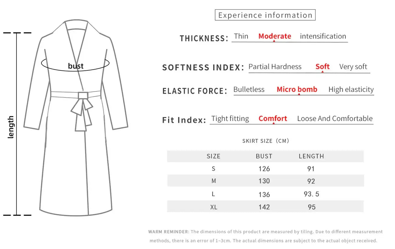 Deluxe kimono nightgown size chart. Features organic cotton, relaxed fit, breathable material. Softness: Soft, Fit: Comfort.