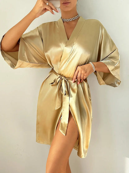 Luxurious Deluxe Kimono Nightgown featuring organic cotton, offering a relaxed fit and breathable material for ultimate comfort.