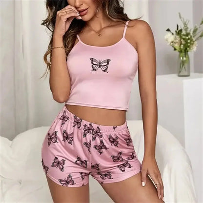 Butterfly Dreams Loungewear Set in pink. Made of organic cotton, featuring a relaxed fit with breathable material.